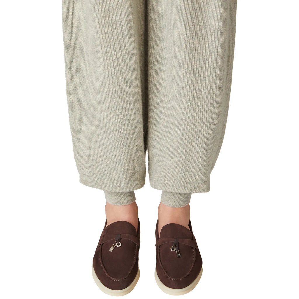 Loro Piana Summer Charms Walk Suede Chocolate Loafers