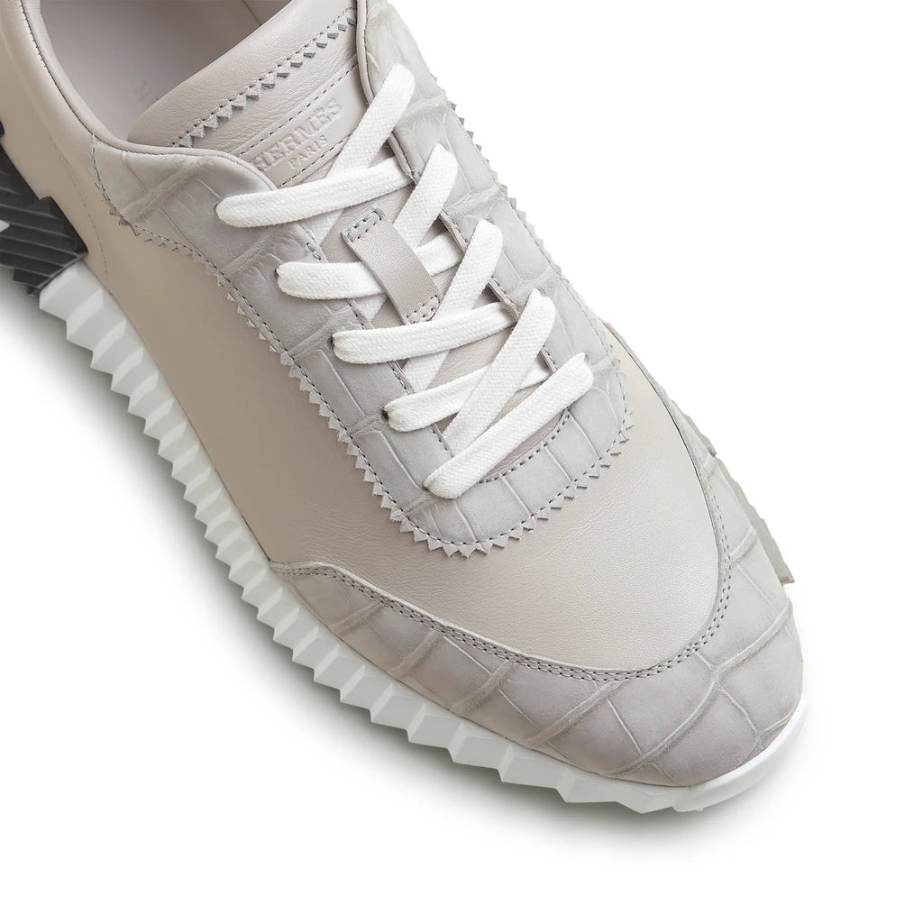 Hermes Paris Bouncing Calf Crocodile Sneaker Gris Quartz