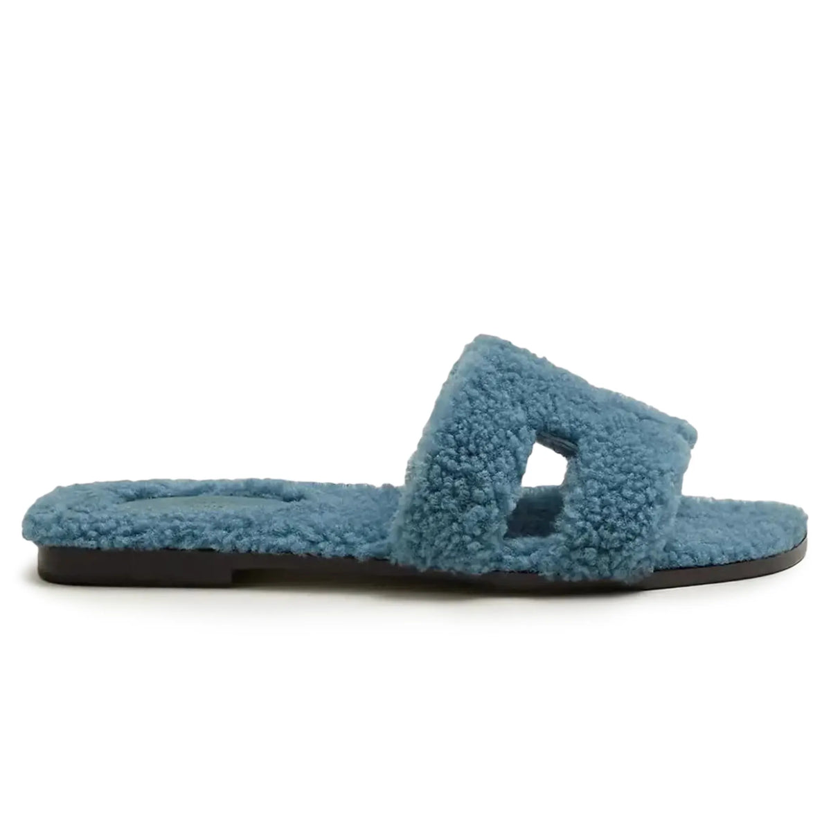 Hermes Paris Hermès Paris Oran Blue Shearling Sandals