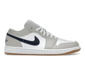 Jordan 1 Low Midnight Navy Neutral Grey Sneakers - 360-degree rotating WebP