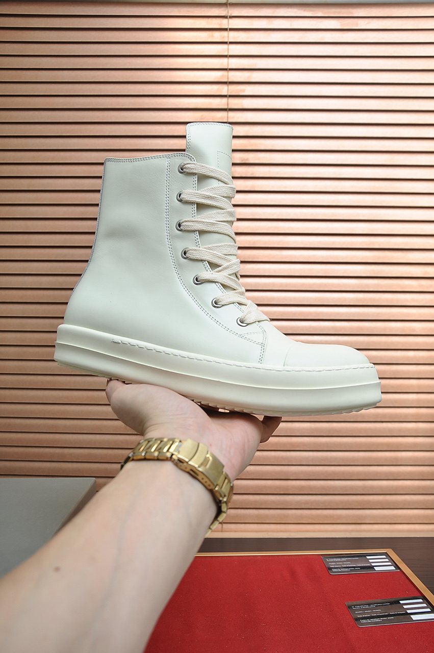 Rick Owens Off-White High-Top Sneakers — model