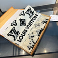 Louis Vuitton White and Black Graphic Scarf — front