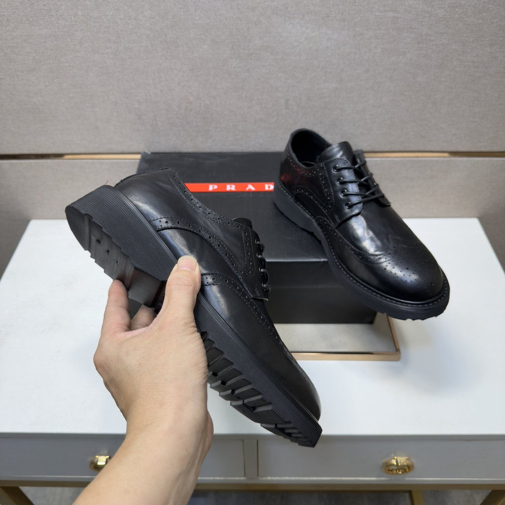 Prada Black Brogue Lace-Up Shoes — detail