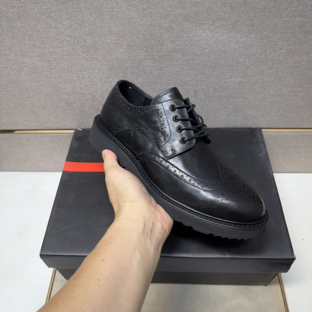 Prada Black Brogue Lace-Up Shoes — side