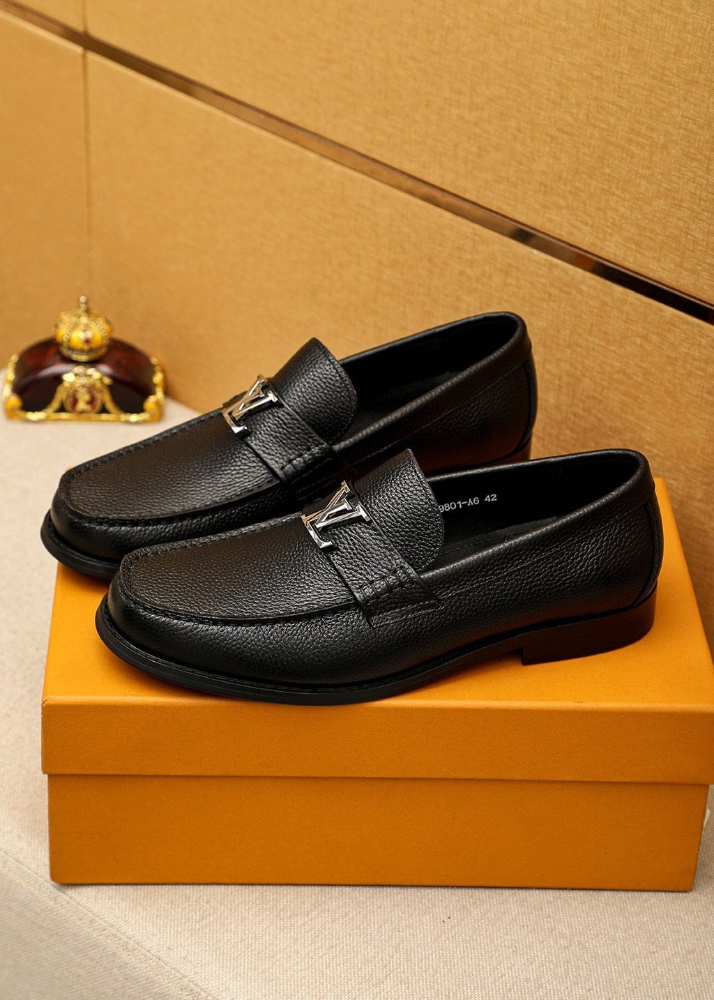 Louis Vuitton Black Pebbled Leather Loafers — hero