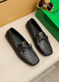 Bottega Veneta Black Woven Lace-Up Loafers — hero