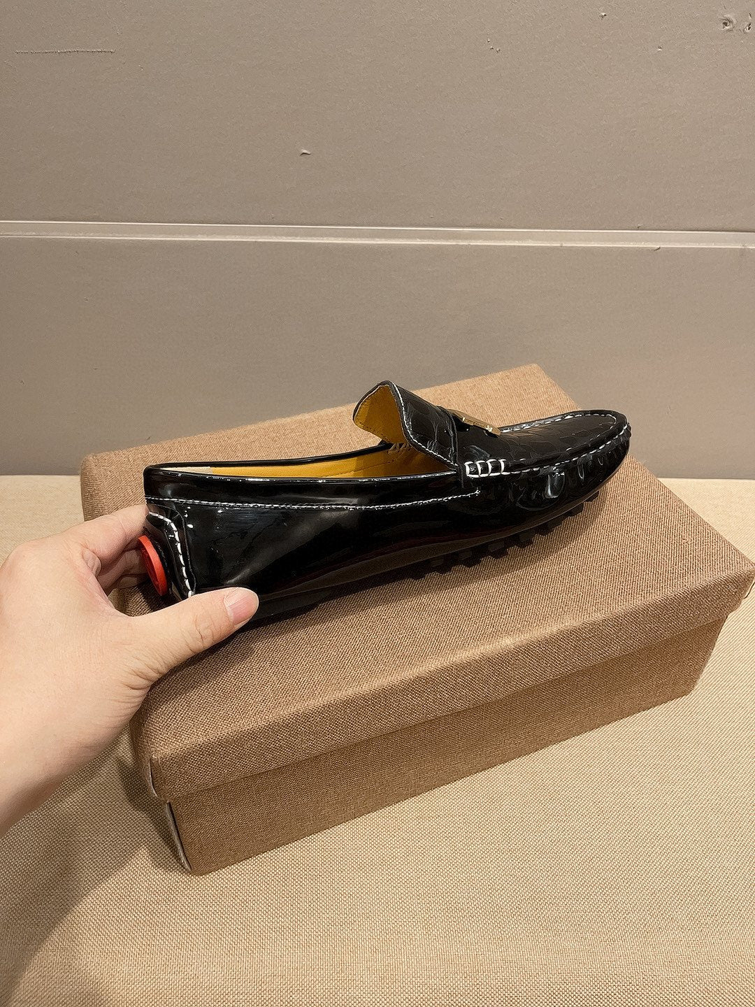 Hermès Black Textured Loafers — side