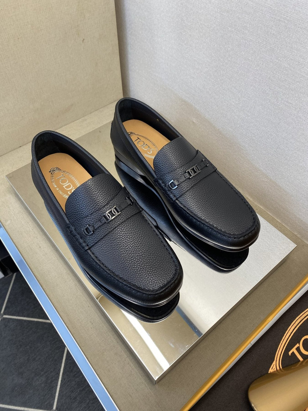 Tod's Black Leather Penny Loafers — front