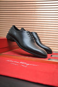 Salvatore Ferragamo Black Lace-Up Dress Shoes — hero