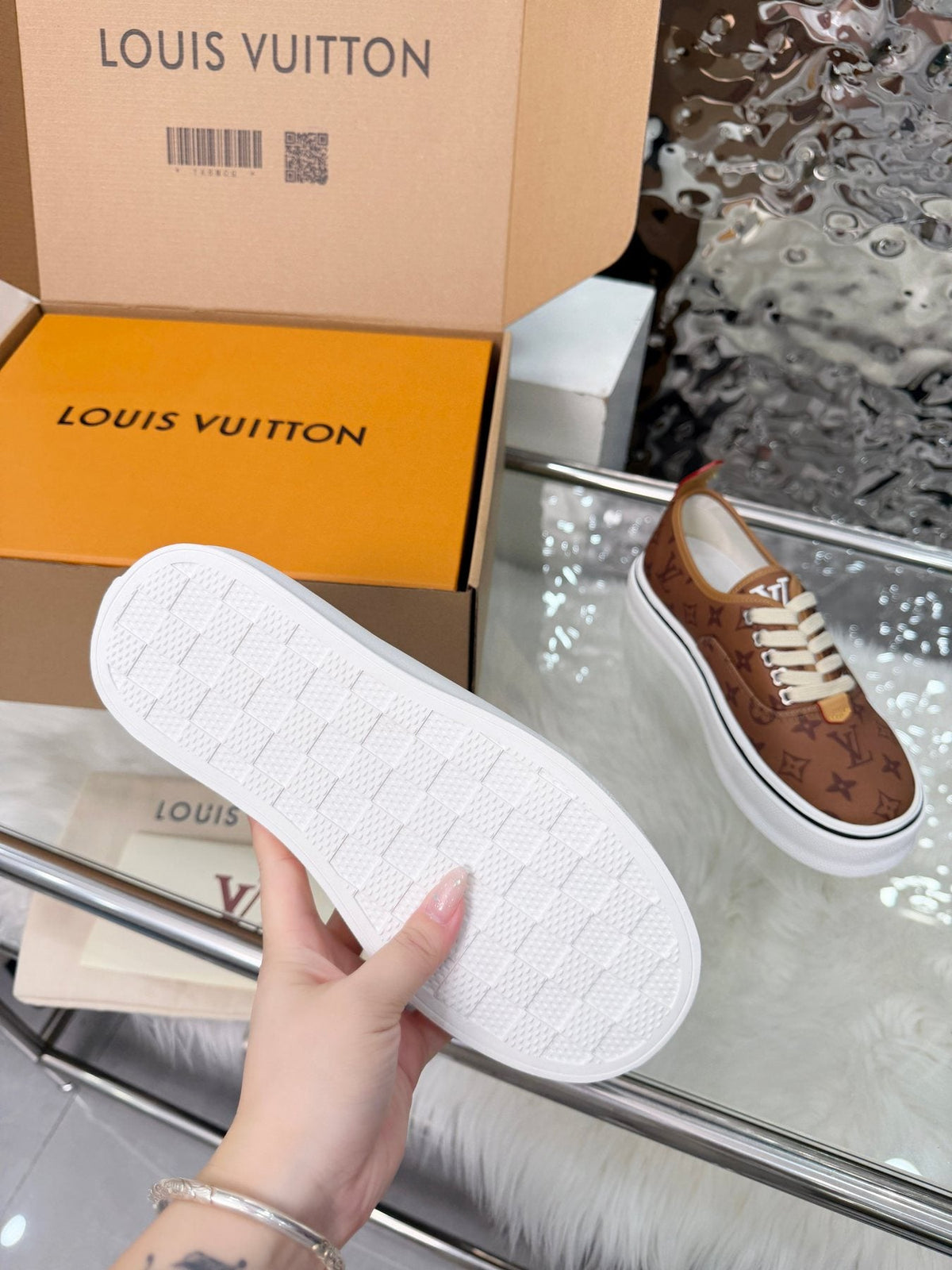Louis Vuitton Brown Monogram Low-Top Sneakers — side