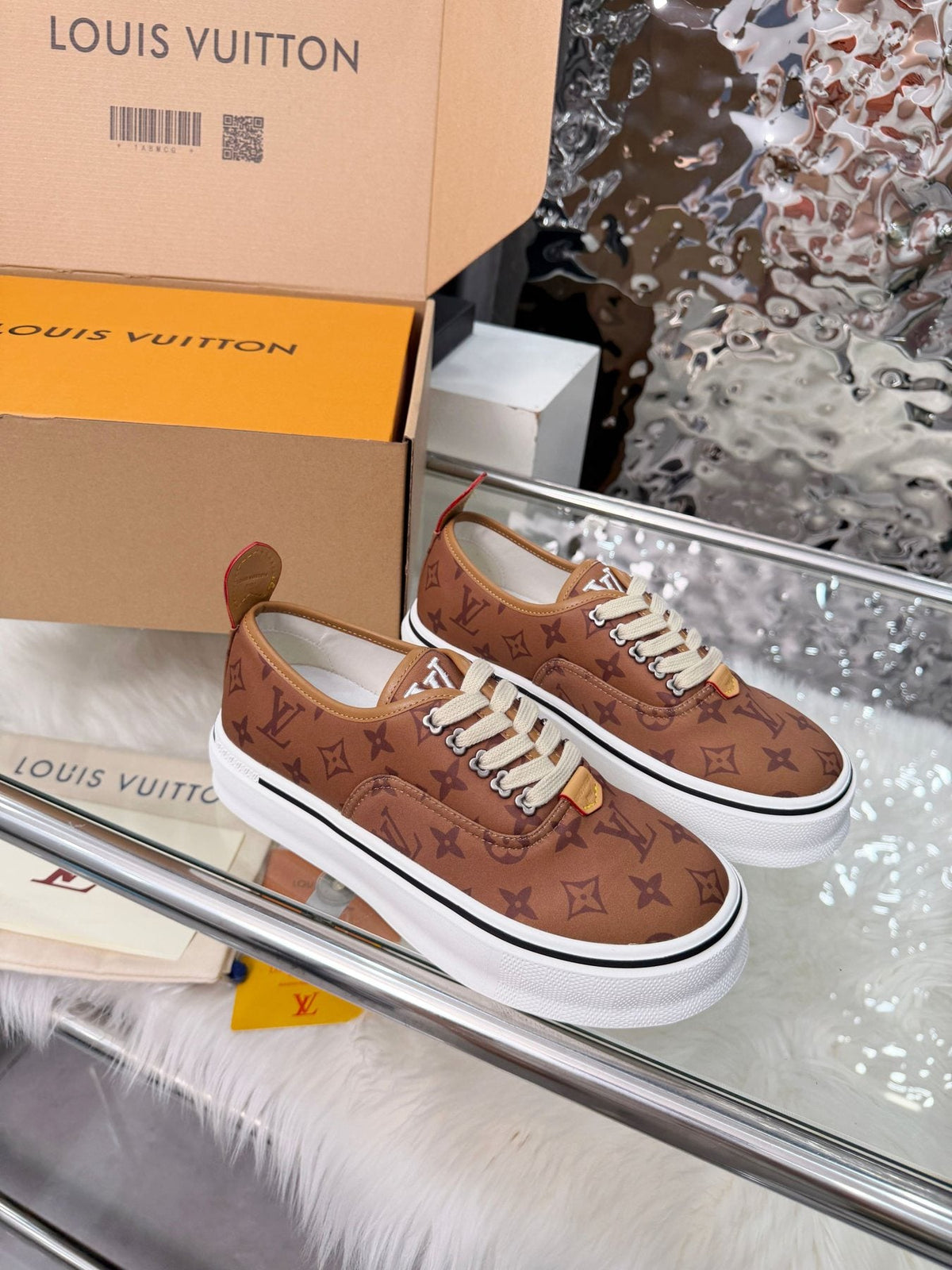 Louis Vuitton Brown Monogram Low-Top Sneakers — side
