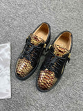 Giuseppe Zanotti Black Snakeskin Low-Top Sneakers — hero