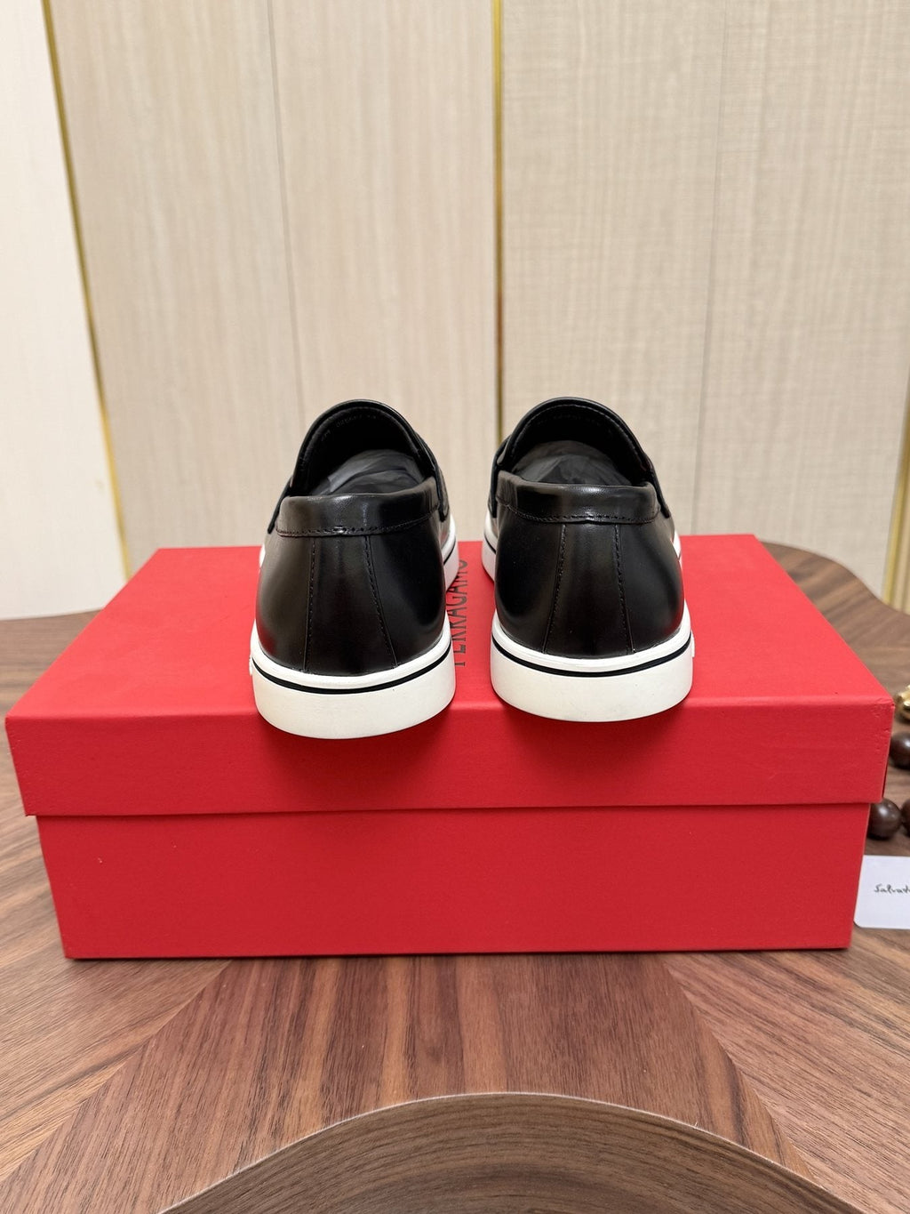 Salvatore Ferragamo Black Penny Loafers — back