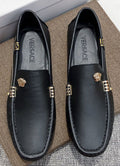 Versace Black Leather Loafers with Gold-Tone Accents — hero