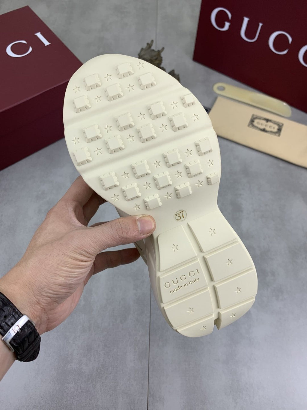 Gucci Tiger Graphic Chunky Sneakers — detail
