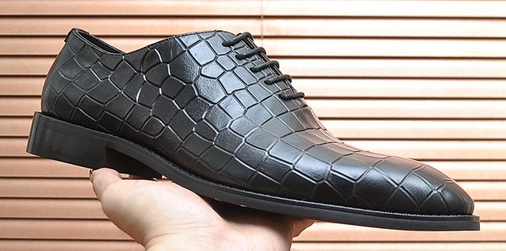 Salvatore Ferragamo Black Textured Lace-Up Dress Shoes — hero