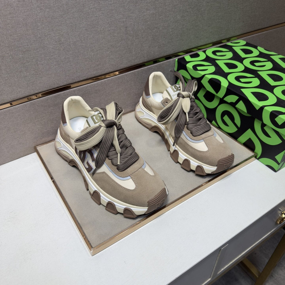 Dolce & Gabbana Taupe Chunky Sole Sneakers — front