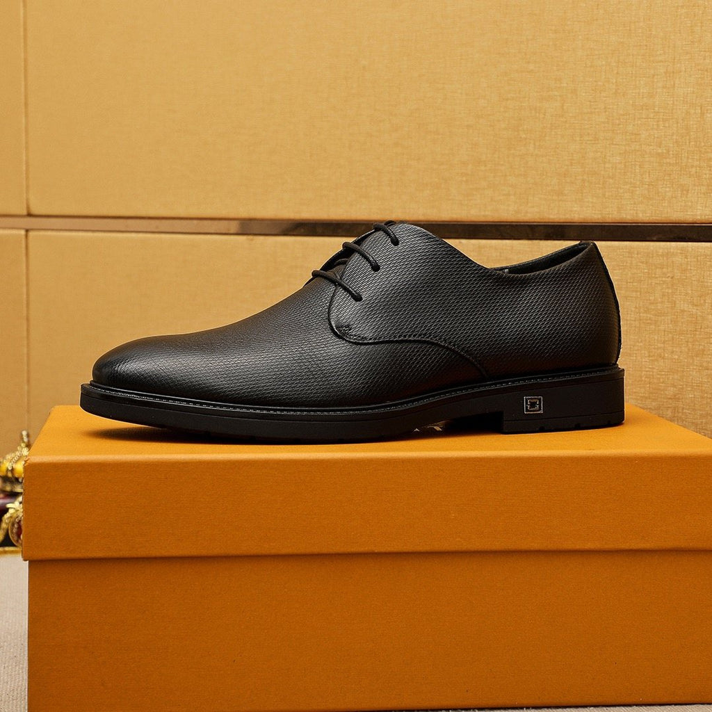 Louis Vuitton Black Textured Lace-Up Dress Shoes — side