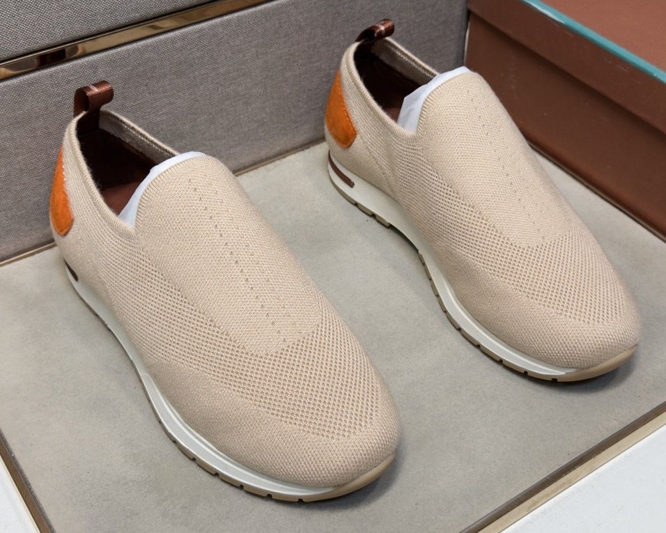 Loro Piana Beige Textured Slip-On Shoes — hero