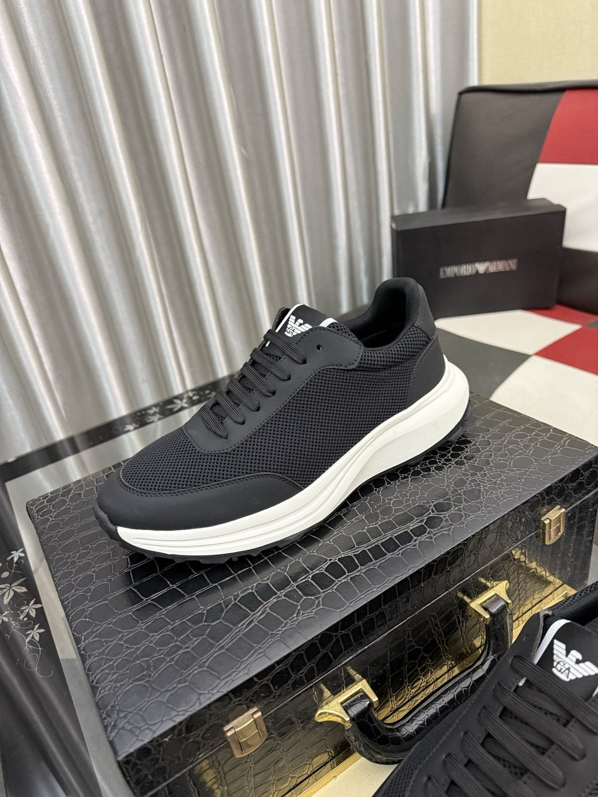 Emporio Armani Black Low-Top Sneakers — side
