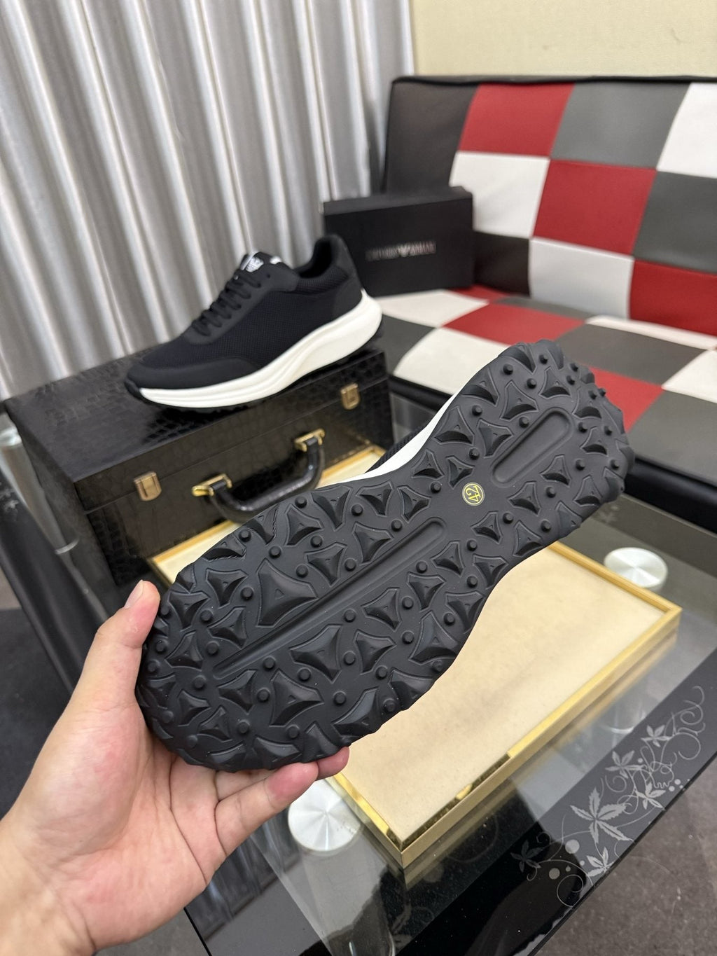 Emporio Armani Black Low-Top Sneakers — back