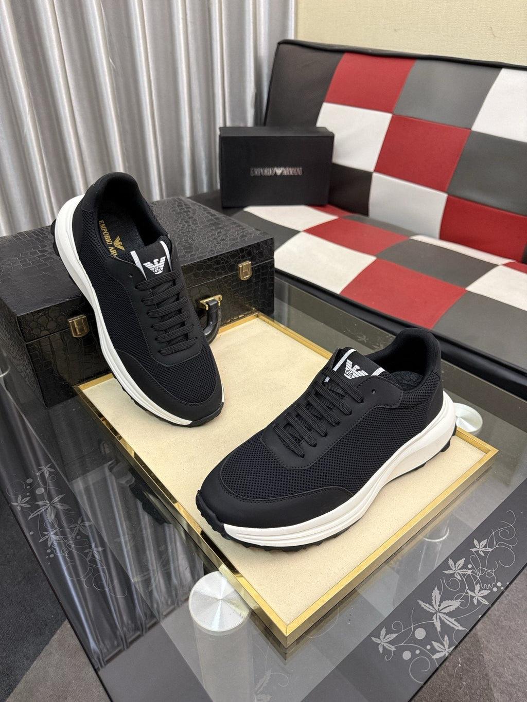 Emporio Armani Black Low-Top Sneakers — hero