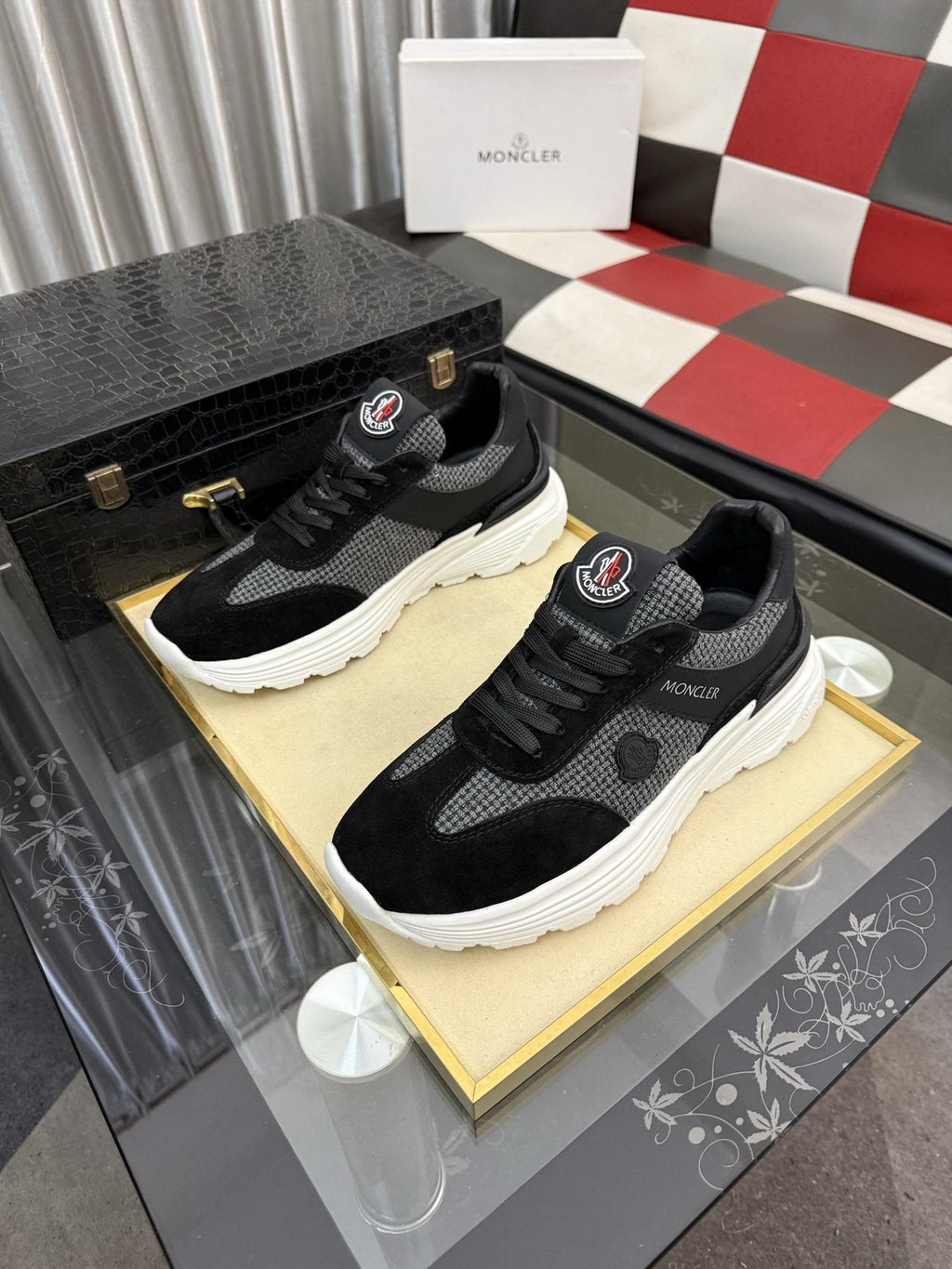 Moncler Mesh-Panel Chunky Sole Sneakers — front
