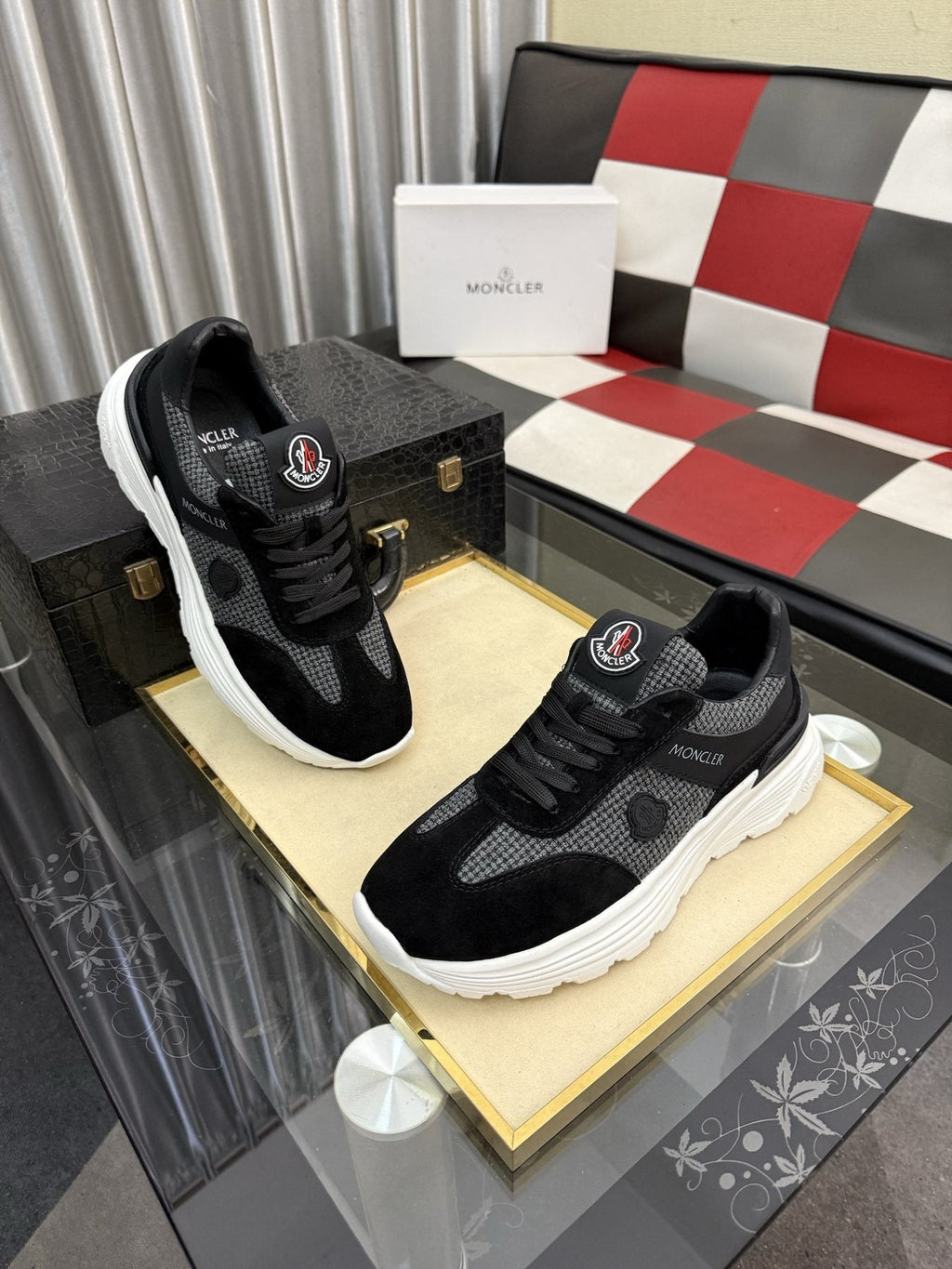 Moncler Mesh-Panel Chunky Sole Sneakers — front