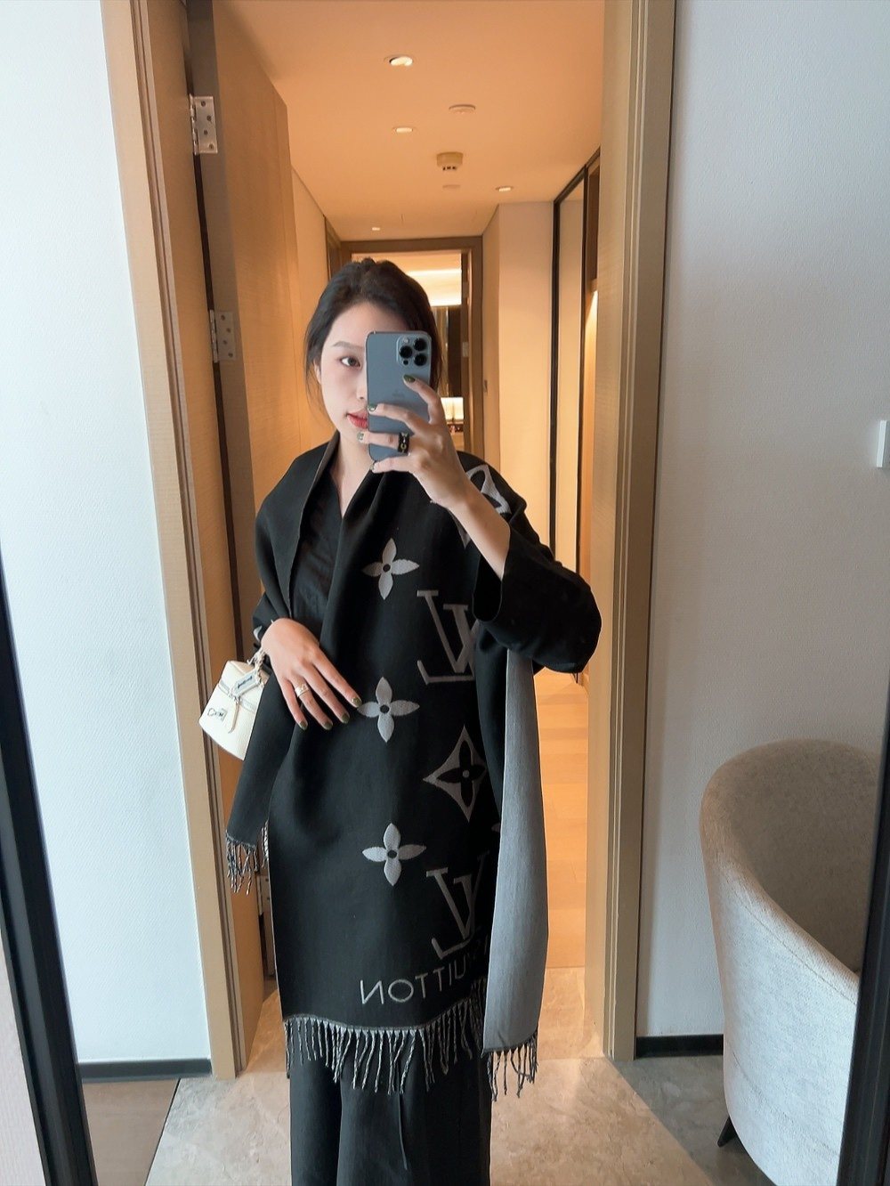 Louis Vuitton Floral Fringed Scarf — front