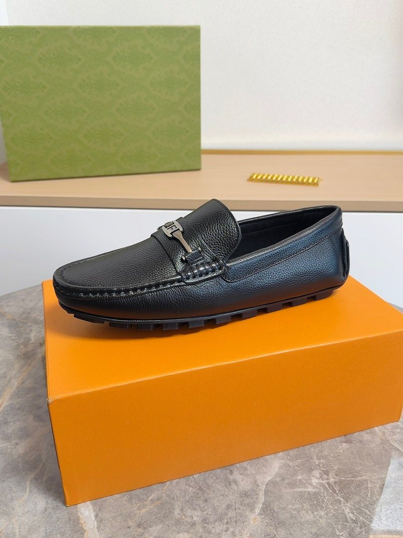 Fendi Black Metal-Hardware Loafers — side