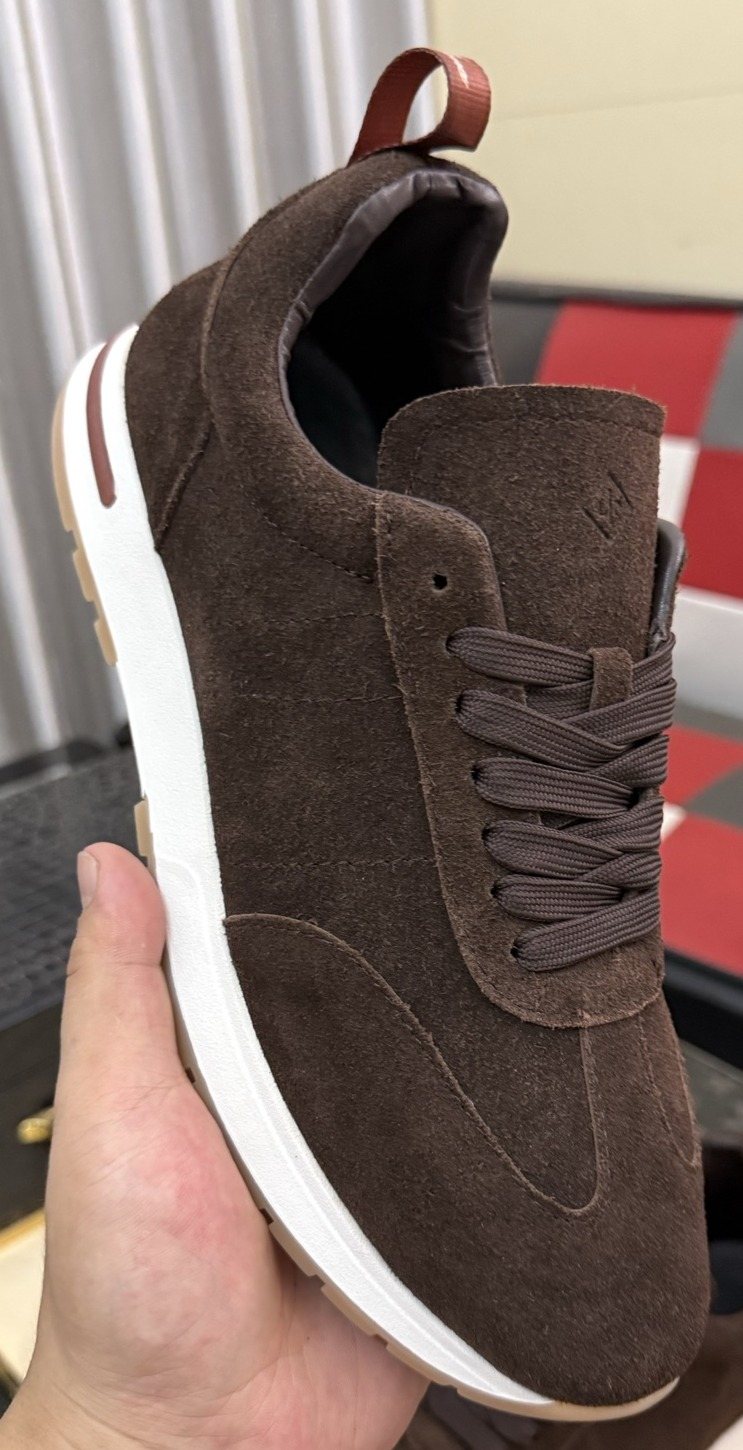 Dark Brown Lace-Up Sneakers with White Soles — hero