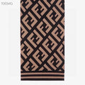 Fendi Black and Tan Monogram Knit Scarf — hero