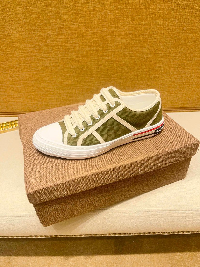 Olive Green and White Low-Top Sneakers — side