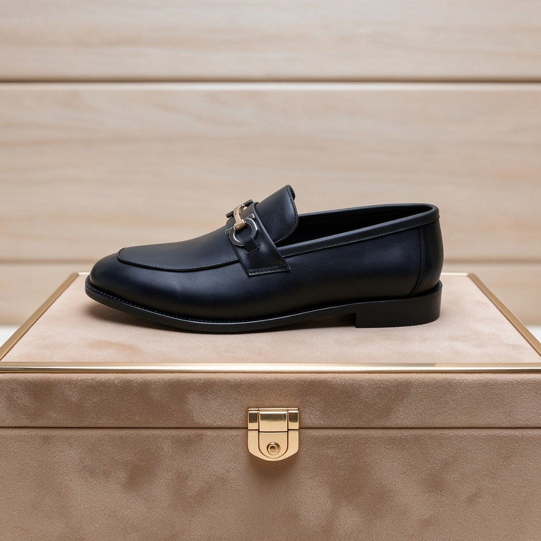 Ferragamo Black Bit Loafers — side