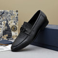 Dior Black Textured Buckle Loafers — hero