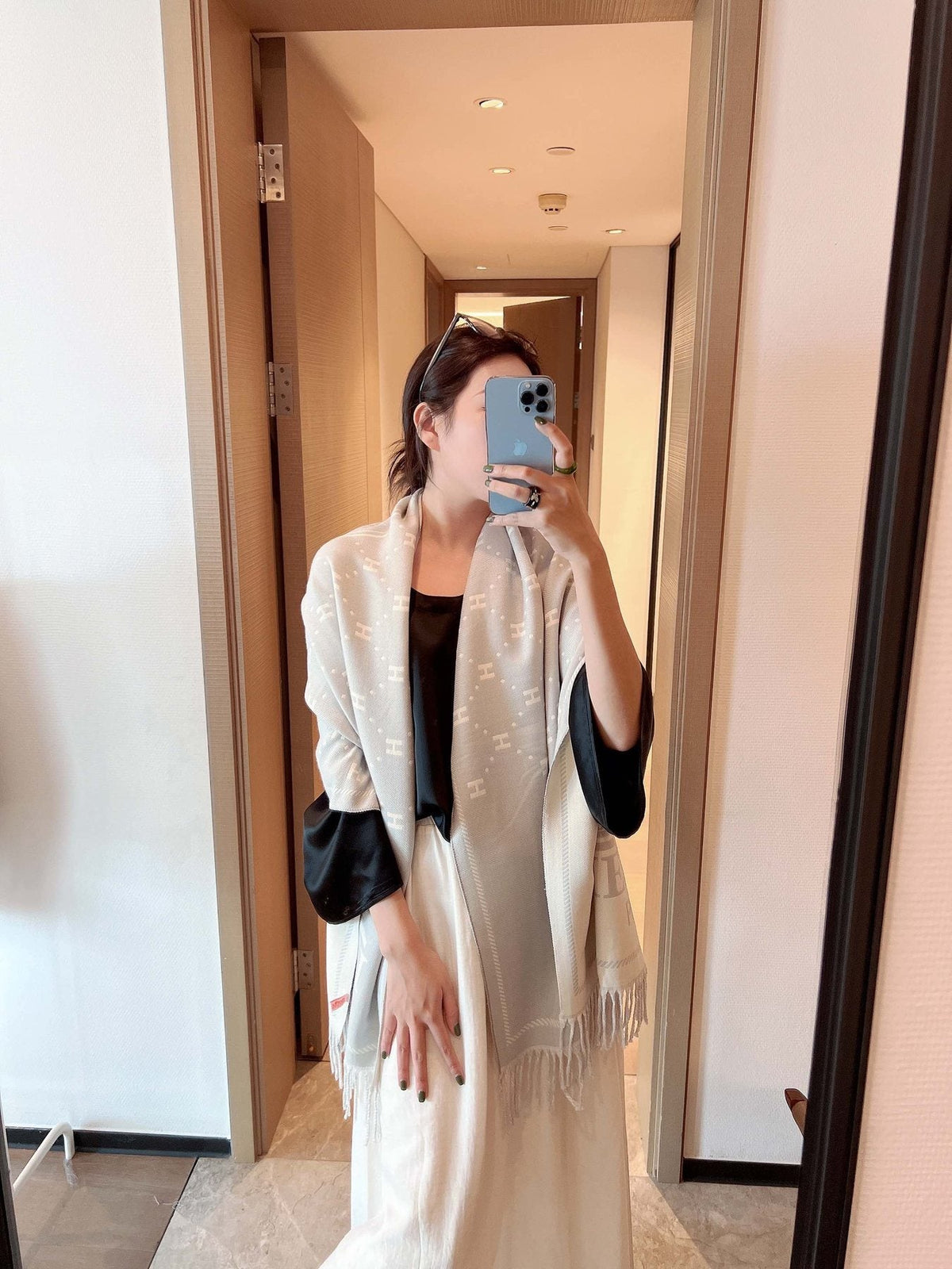 Hermès Fringed Logo Scarf — model