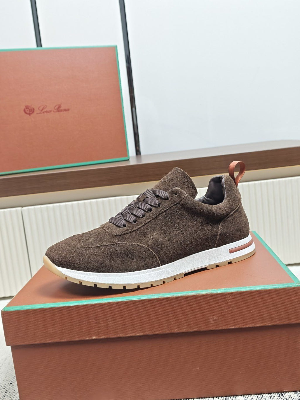 Dark Brown Low-Top Lace-Up Sneakers — front
