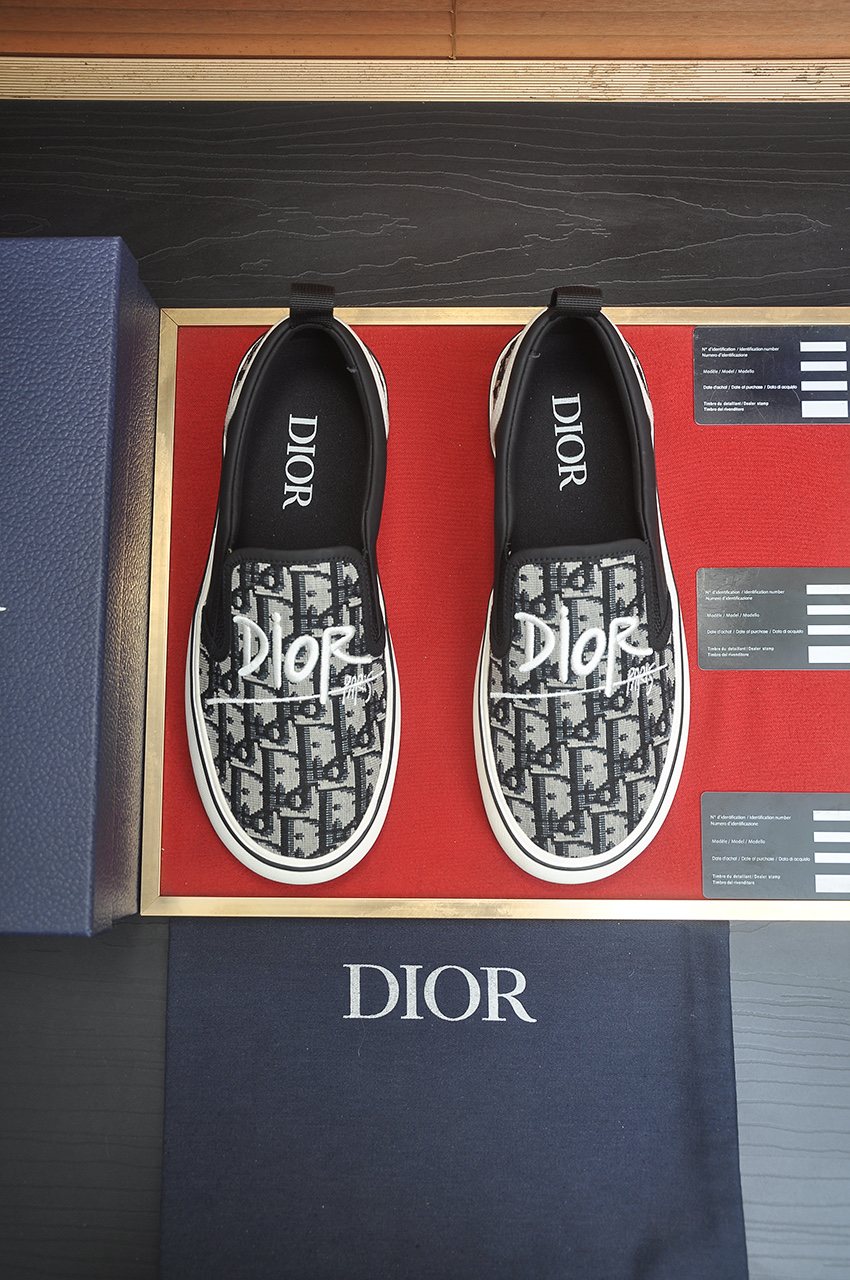 Dior Patterned Slip-On Sneakers — front