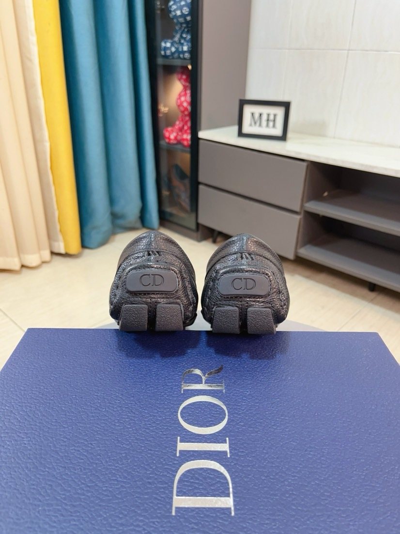 Dior Textured Moc-Toe Loafers — front