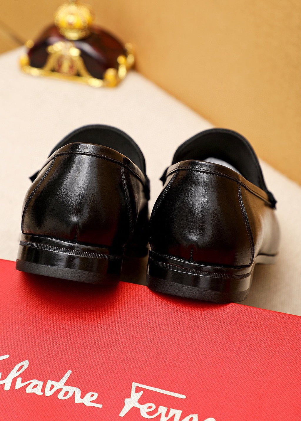 Ferragamo Black Buckle Loafers — back