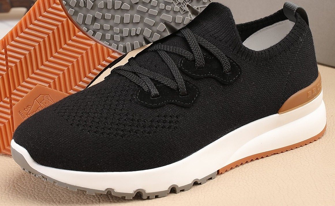 Brunello Cucinelli Black Knit Sneakers — hero