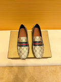 Gucci Beige Monogram Stripe Loafers — hero