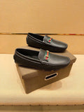 Gucci Black Loafers with Red and Green Strap — hero