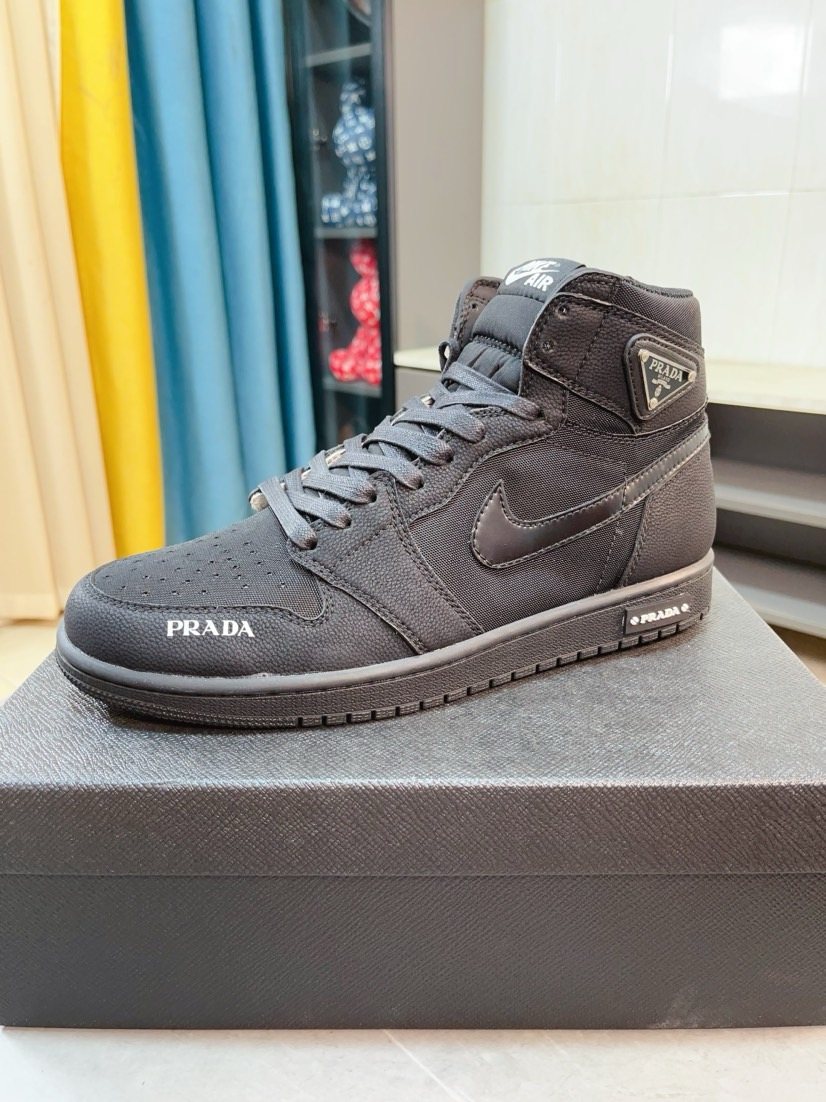 Prada Dark Charcoal High-Top Sneakers — front