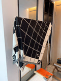 Hermès Black & Cream Grid Square Scarf — front