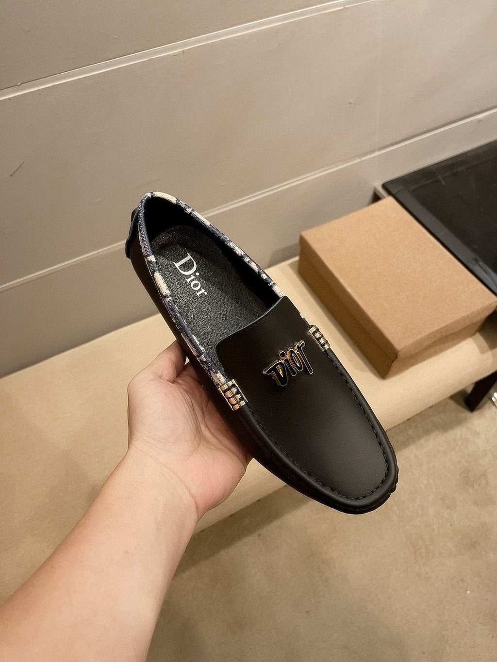 Dior Black Patterned-Trim Loafers — model