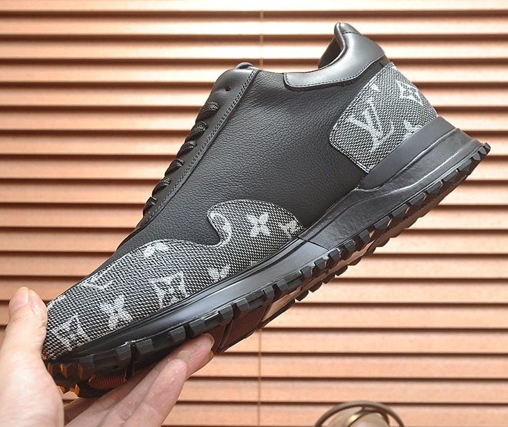 Louis Vuitton Black and Gray Low-Top Sneakers — front