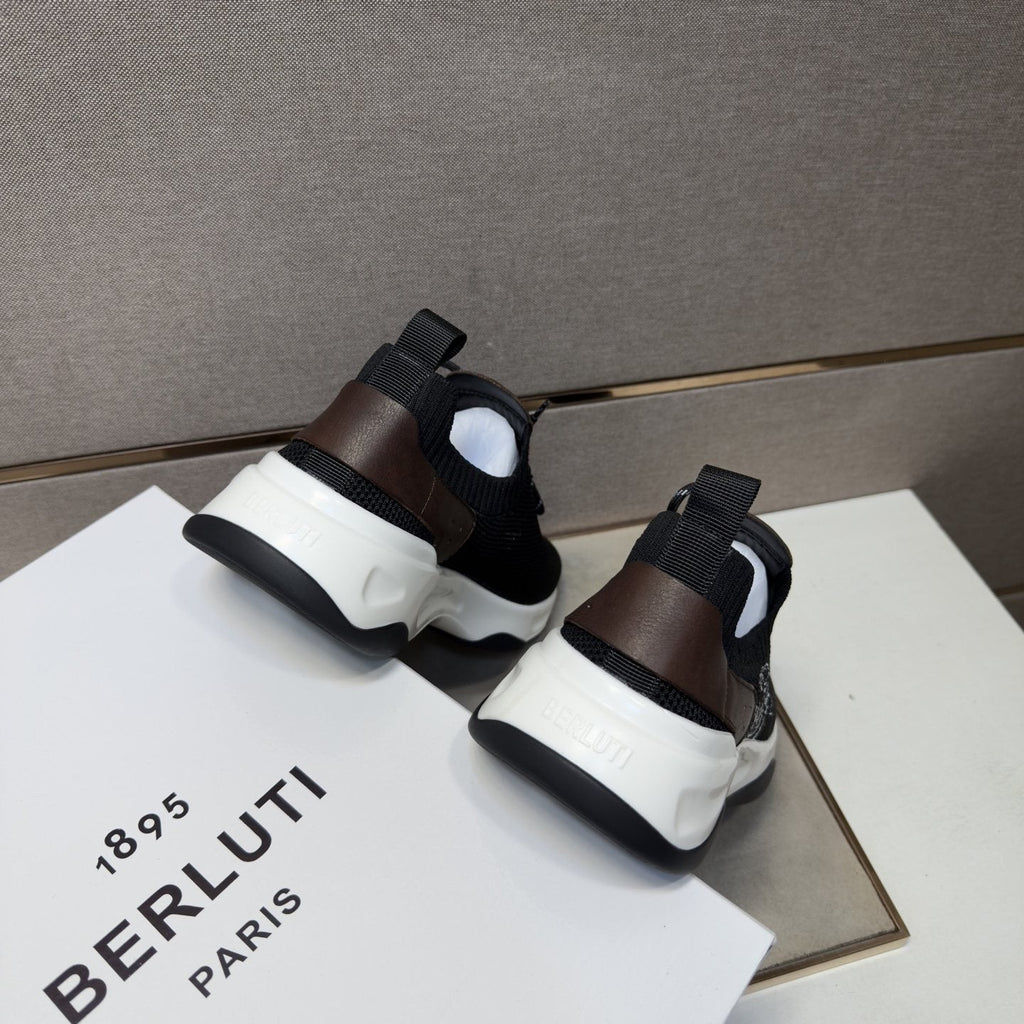 Berluti Black Mesh Lace-Up Sneakers — front