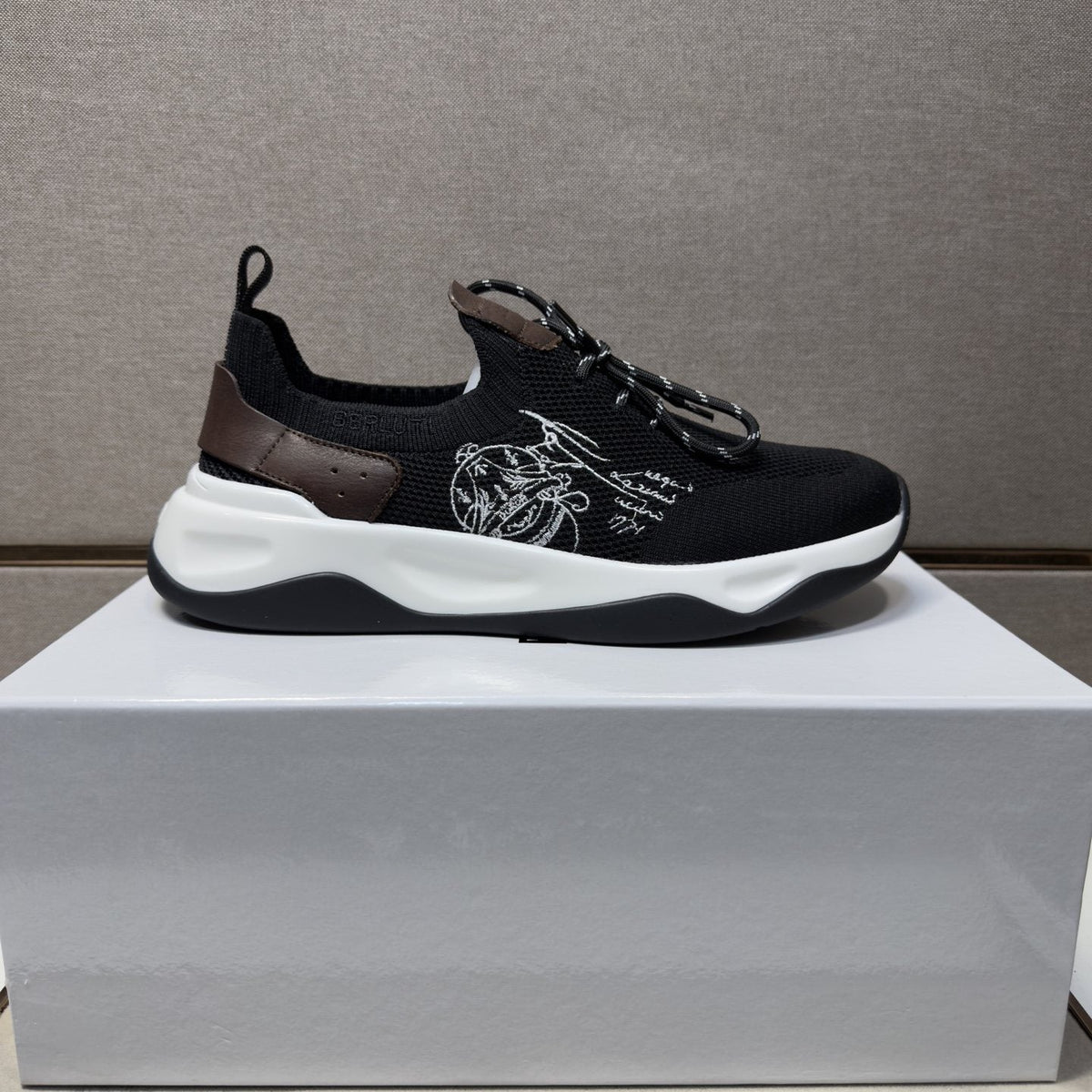 Berluti Black Mesh Lace-Up Sneakers — side