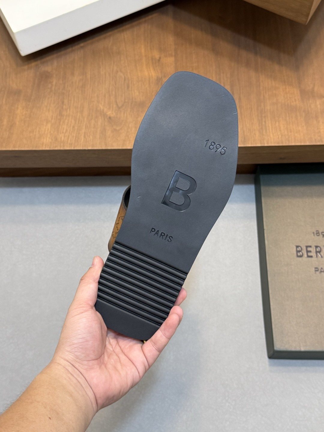 Berluti Patterned Buckle Slide Sandals — back